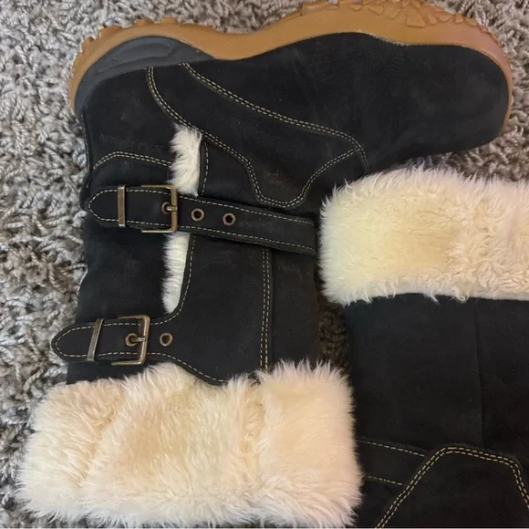 Salomon Women Lhasa Black Suede Fur Winter Snow Boots - Picture 10 of 16